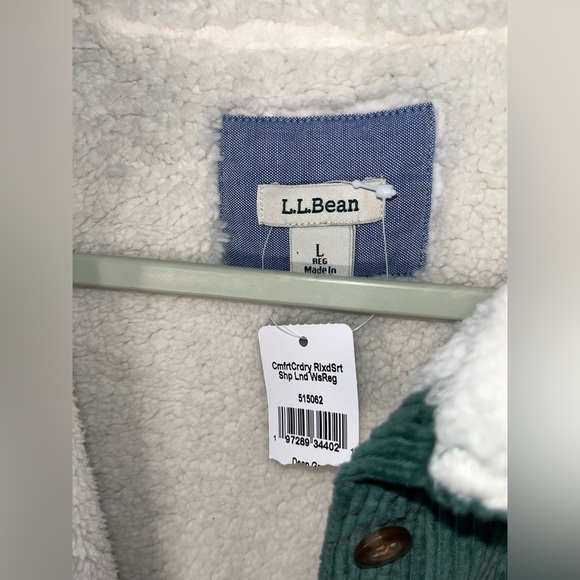 NWT Women’s L.L. Bean Corduroy Utility Sherpa Lined Jacket Shacket Button Large - Picture 6 of 10